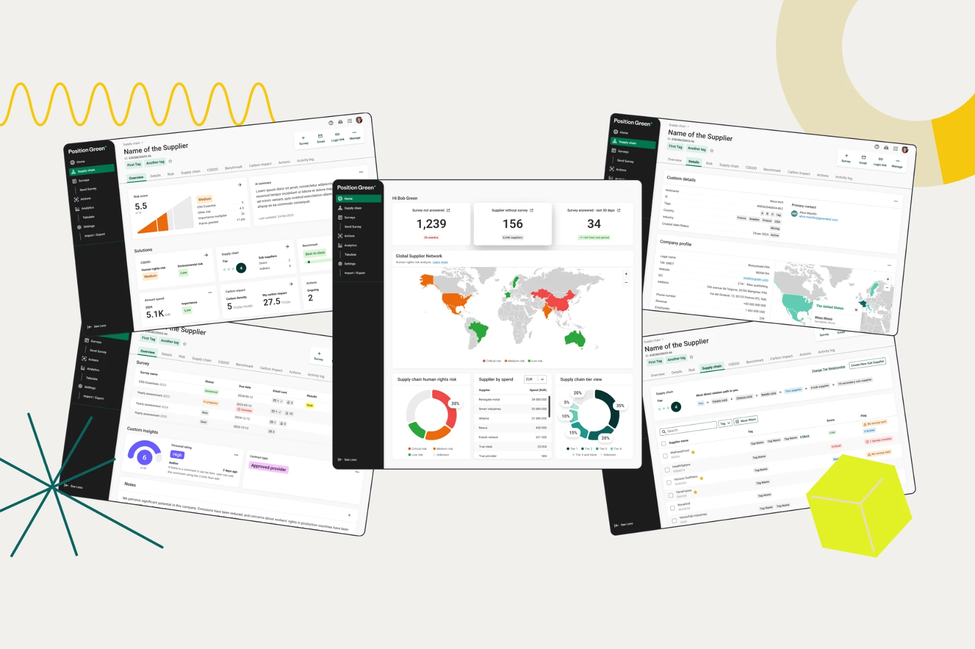 Position Green supplier assessment platform screens