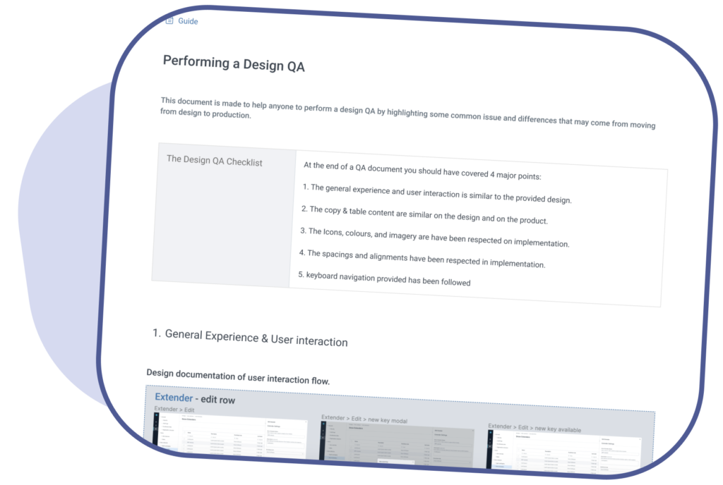 screenshot of a technical document on how to do a design qa
